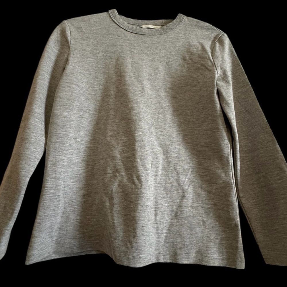 Zara Grey Long-Sleeve Crop Top Shirt Size S